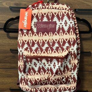 Wrangler Backpack with Red and Cream Geometric Design